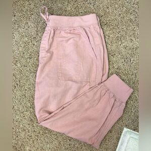 GAP linen blend utility joggers w/ stretch drawstring waist & pockets blush pink